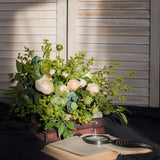 Elegant Green and Cream Artificial Floral Arrangement - OpalFloarl-Premium artificial flowers and elegant vases to elevate your home decor.