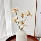 Opalfloral Beige Daisy Dried Flower Set – Minimalist Arrangement with White Ceramic Vase, 11.8'' Tall - OpalFloarl-Premium artificial flowers and elegant vases to elevate your home decor.