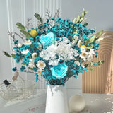 Opalfloral Blue Rose and Hydrangea Dried Flower Bouquet - OpalFloarl-Premium artificial flowers and elegant vases to elevate your home decor.