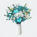 Opalfloral Blue Rose and Hydrangea Dried Flower Bouquet - OpalFloarl-Premium artificial flowers and elegant vases to elevate your home decor.