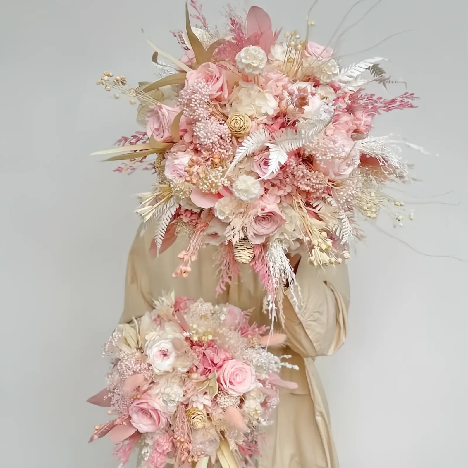 Opalfloral Blush Harmony Dried Flower Bouquet - Large & Small Sizes - OpalFloarl-Premium artificial flowers and elegant vases to elevate your home decor.