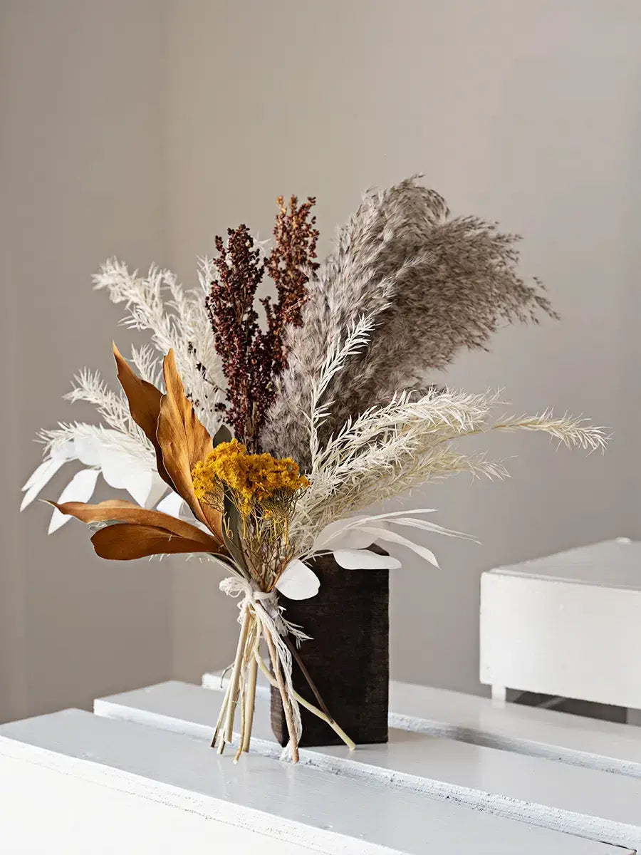 Opalfloral Golden Bloom Pampas and Eucalyptus Dried Flower Set - OpalFloarl-Premium artificial flowers and elegant vases to elevate your home decor.