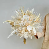 Opalfloral Ivory Rose and Hydrangea Dried Flower Bouquet - Large & Small Sizes - OpalFloarl-Premium artificial flowers and elegant vases to elevate your home decor.