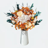 Opalfloral Orange Rose and Hydrangea Dried Flower Bouquet - OpalFloarl-Premium artificial flowers and elegant vases to elevate your home decor.