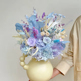 Opalfloral Pastel Blue & Lavender Dried Flower Bouquet - Large & Small Sizes - OpalFloarl-Premium artificial flowers and elegant vases to elevate your home decor.