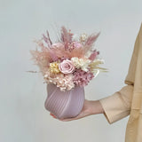 Opalfloral Pink Rose and Fern Dried Flower Bouquet - Large & Small Sizes - OpalFloarl-Premium artificial flowers and elegant vases to elevate your home decor.