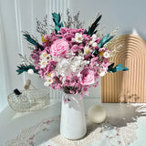 Opalfloral Pink Rose and Hydrangea Dried Flower Bouquet - OpalFloarl-Premium artificial flowers and elegant vases to elevate your home decor.