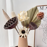 Opalfloral Rustic Lotus & Pinecone Dried Flower Set – Farmhouse Arrangement with Ceramic Vase, 15.7'' Tall - OpalFloarl-Premium artificial flowers and elegant vases to elevate your home decor.