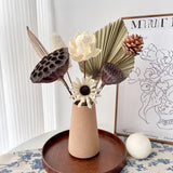 Opalfloral Rustic Lotus & Pinecone Dried Flower Set – Farmhouse Arrangement with Ceramic Vase, 15.7'' Tall - OpalFloarl-Premium artificial flowers and elegant vases to elevate your home decor.