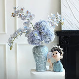 Opalfloral Serene Blue Orchid & Hydrangea Artificial Bouquet - OpalFloarl-Premium artificial flowers and elegant vases to elevate your home decor.