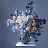 Opalfloral Tranquil Garden Artificial Floral Arrangement in Blue Glass Vase - OpalFloarl-Premium artificial flowers and elegant vases to elevate your home decor.