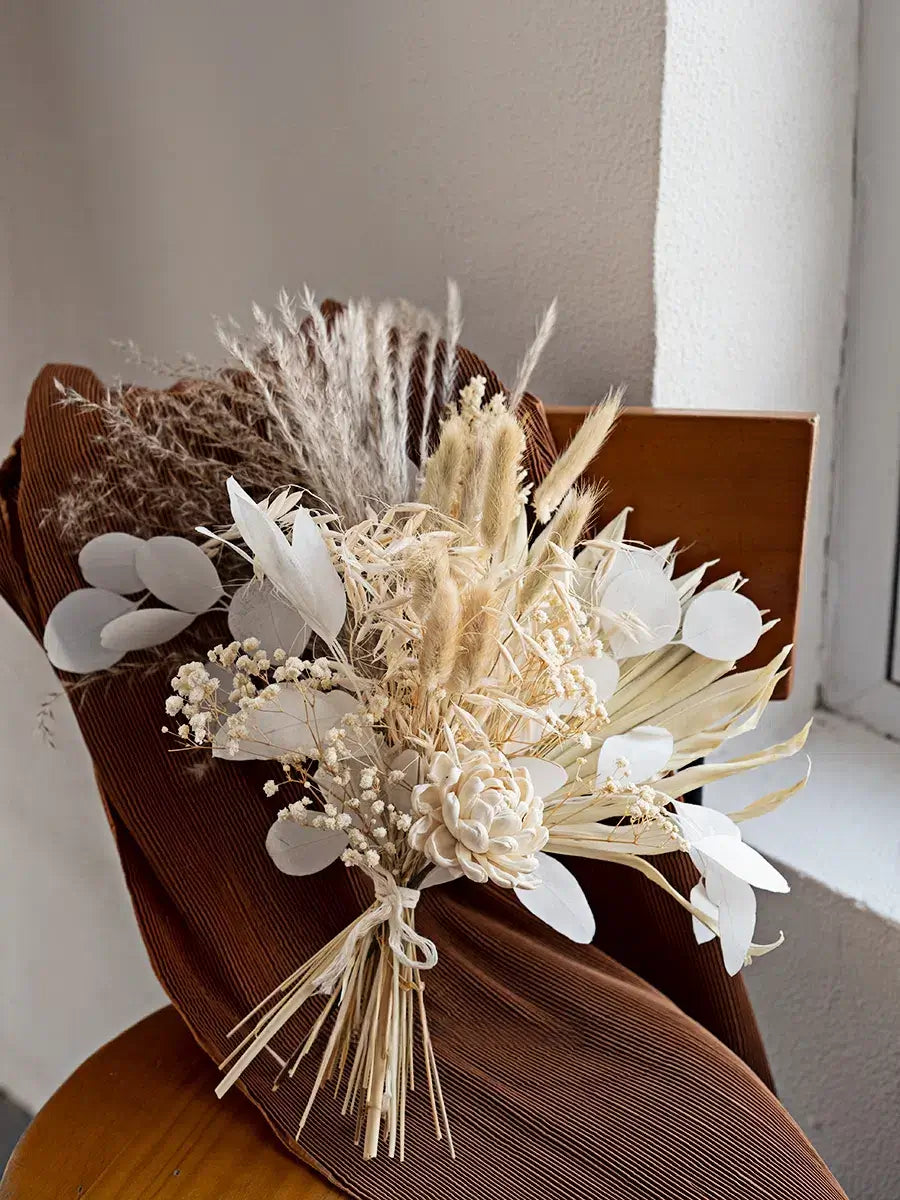 Opalfloral White Bunny Tail & Pampas Grass Dried Flower Bouquet - OpalFloarl-Premium artificial flowers and elegant vases to elevate your home decor.