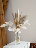 Opalfloral White Pampas and Rose Dried Flower Set - OpalFloarl-Premium artificial flowers and elegant vases to elevate your home decor.