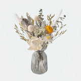 Opalfloral White Peony & Daisy Dried Flower Set – Elegant Centerpiece with Glass Vase, 13.8'' Tall - OpalFloarl-Premium artificial flowers and elegant vases to elevate your home decor.