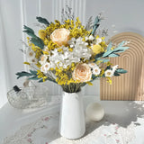 Opalfloral Yellow Rose and Hydrangea Dried Flower Bouquet - OpalFloarl-Premium artificial flowers and elegant vases to elevate your home decor.