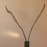 Opalfloral Bohemian Dried Floral Arrangement with Protea, Palm, and Pampas Grass in Dark Glass Vase - OpalFloarl-Premium artificial flowers and elegant vases to elevate your home decor.