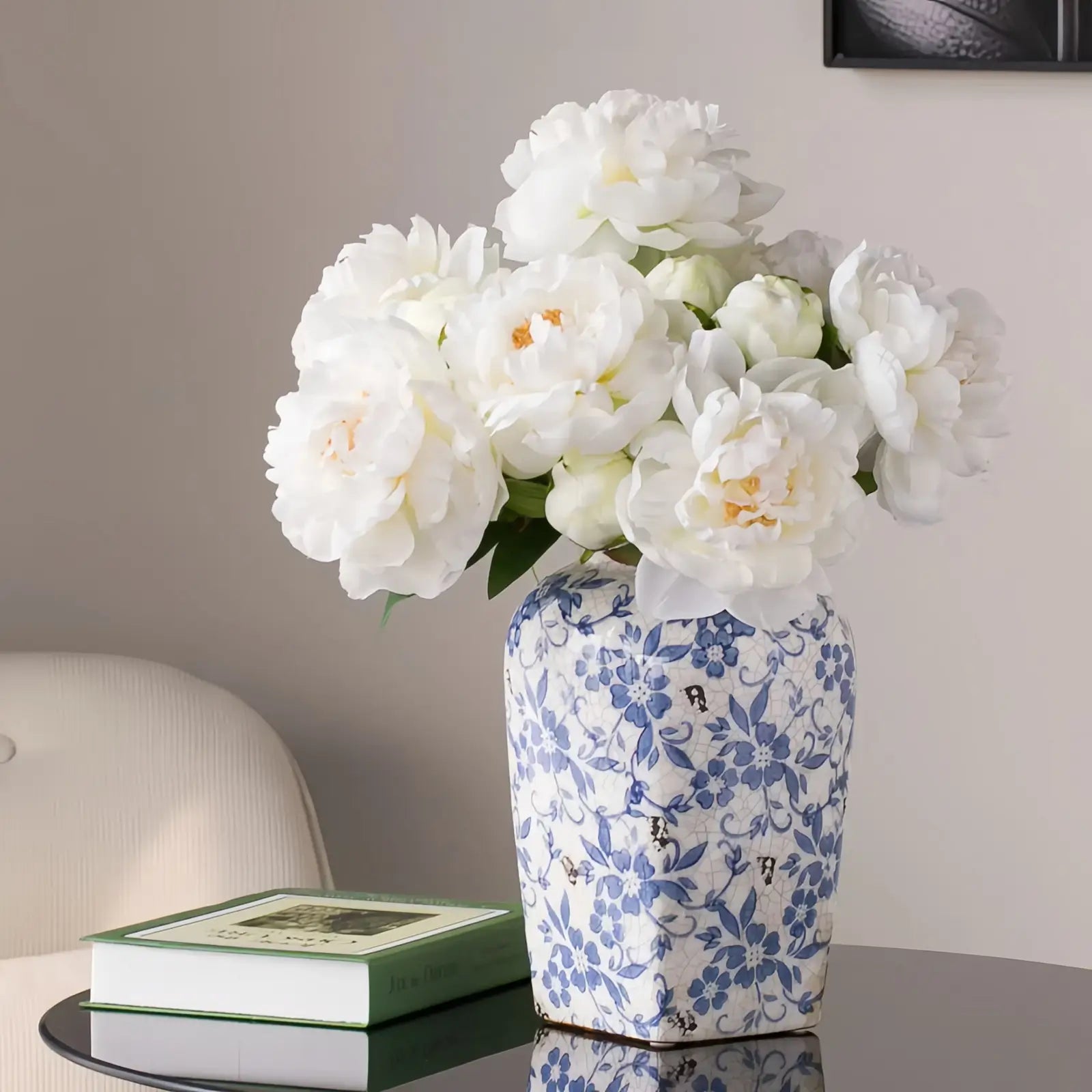 Opalfloral Lifelike White Peony Artificial Bouquet - Elegant Décor - OpalFloarl-Premium artificial flowers and elegant vases to elevate your home decor.