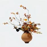 Rustic Autumnal Faux Floral Arrangement in Textured Ceramic Vase (Large) - OpalFloarl-Premium artificial flowers and elegant vases to elevate your home decor.