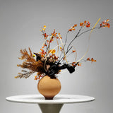 Rustic Autumnal Faux Floral Arrangement in Textured Ceramic Vase (Large) - OpalFloarl-Premium artificial flowers and elegant vases to elevate your home decor.