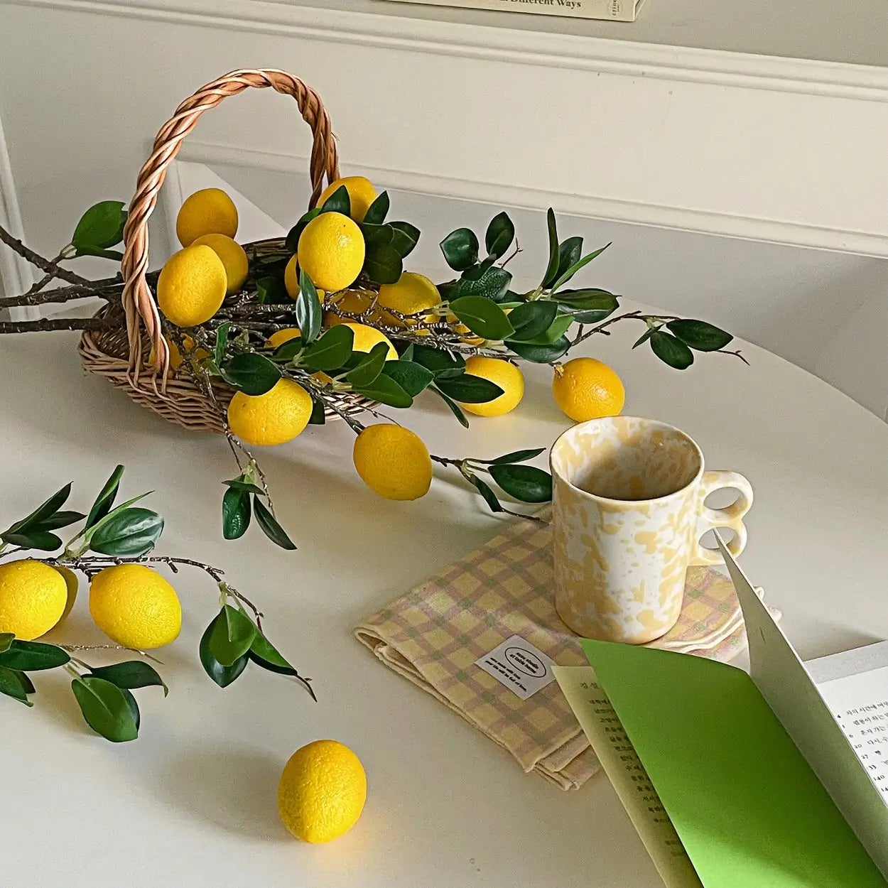 Artificial Lemon Branch - 19.7"