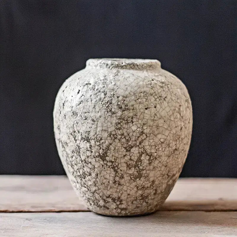 [9.3"] Antique Pompeii-Style Ceramic Vase with Crackled Finish