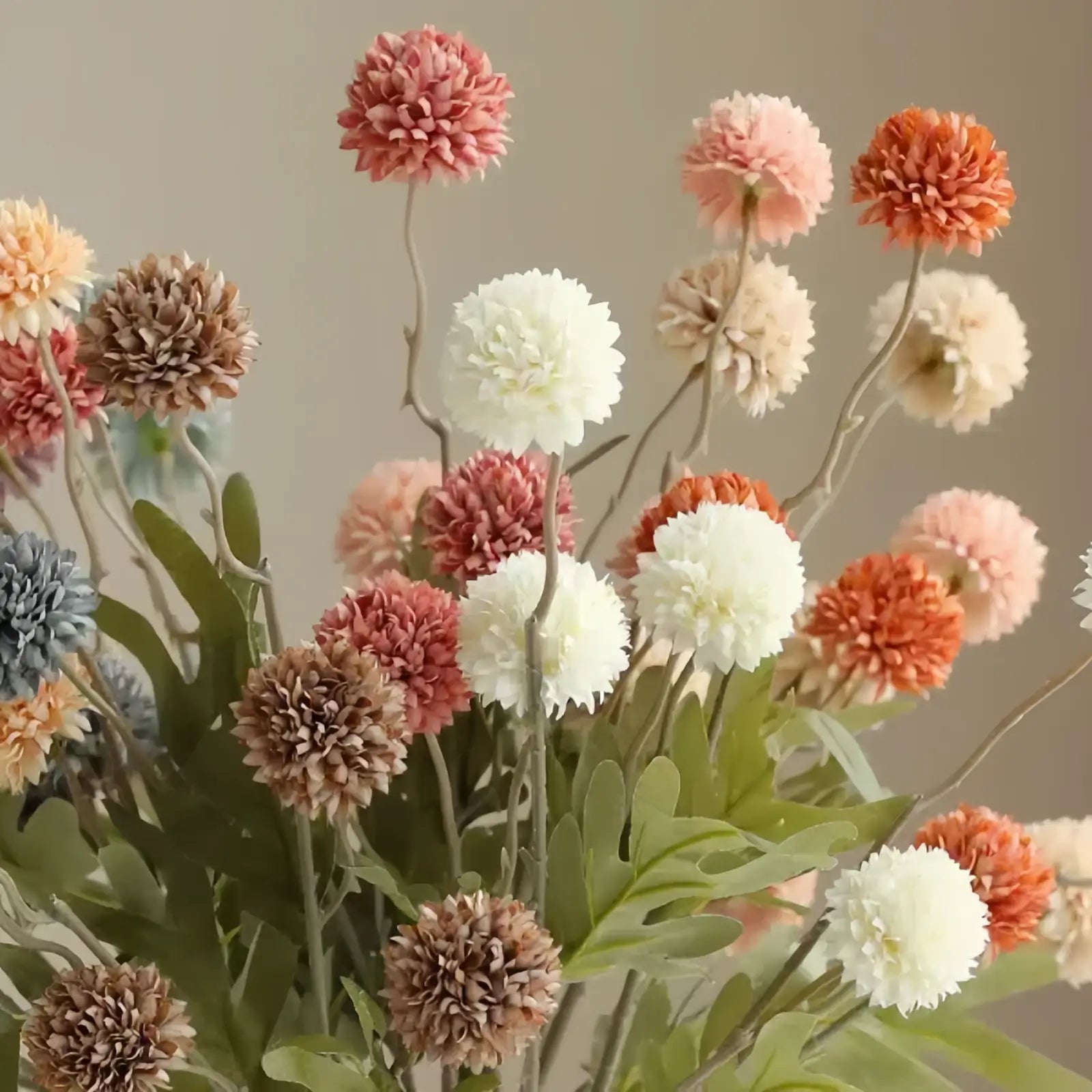 Artificial Dandelion Flower Bouquet - White, Blue, and Multicolor Options