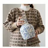 [10.4"] Blue and White Ceramic Vase with Classic Floral Motif