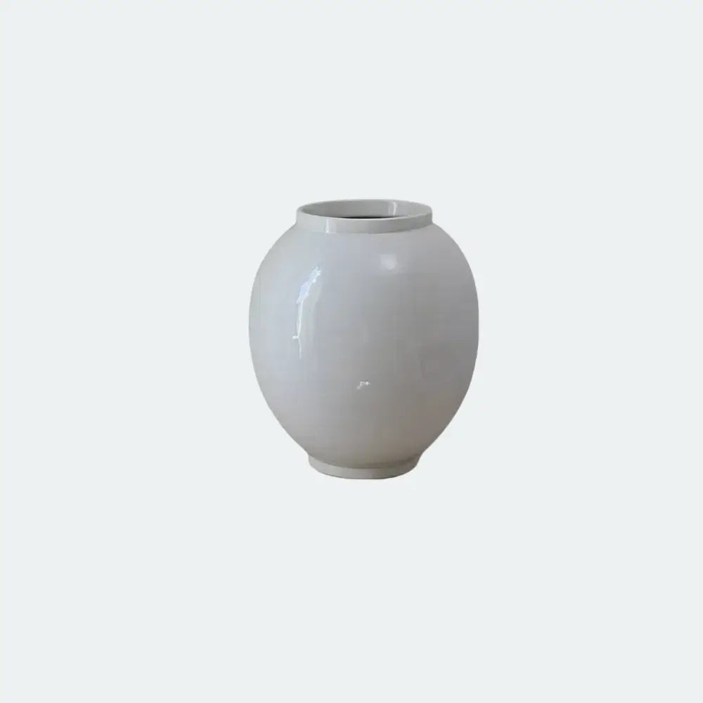 [11.4"] Classic White Ceramic Vase with Timeless Oval Design