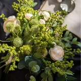 Elegant Green and Cream Artificial Floral Arrangement