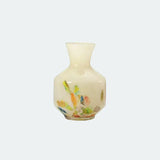 [10.2"] Hand-Painted Glass Vase with Colorful Feather Motif