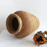 [7.9"] Handwoven Rattan Vase with Natural Charm