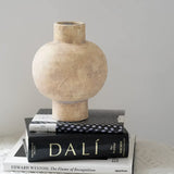 [7.7"] Minimalist Beige Ceramic Vase with Spherical Design