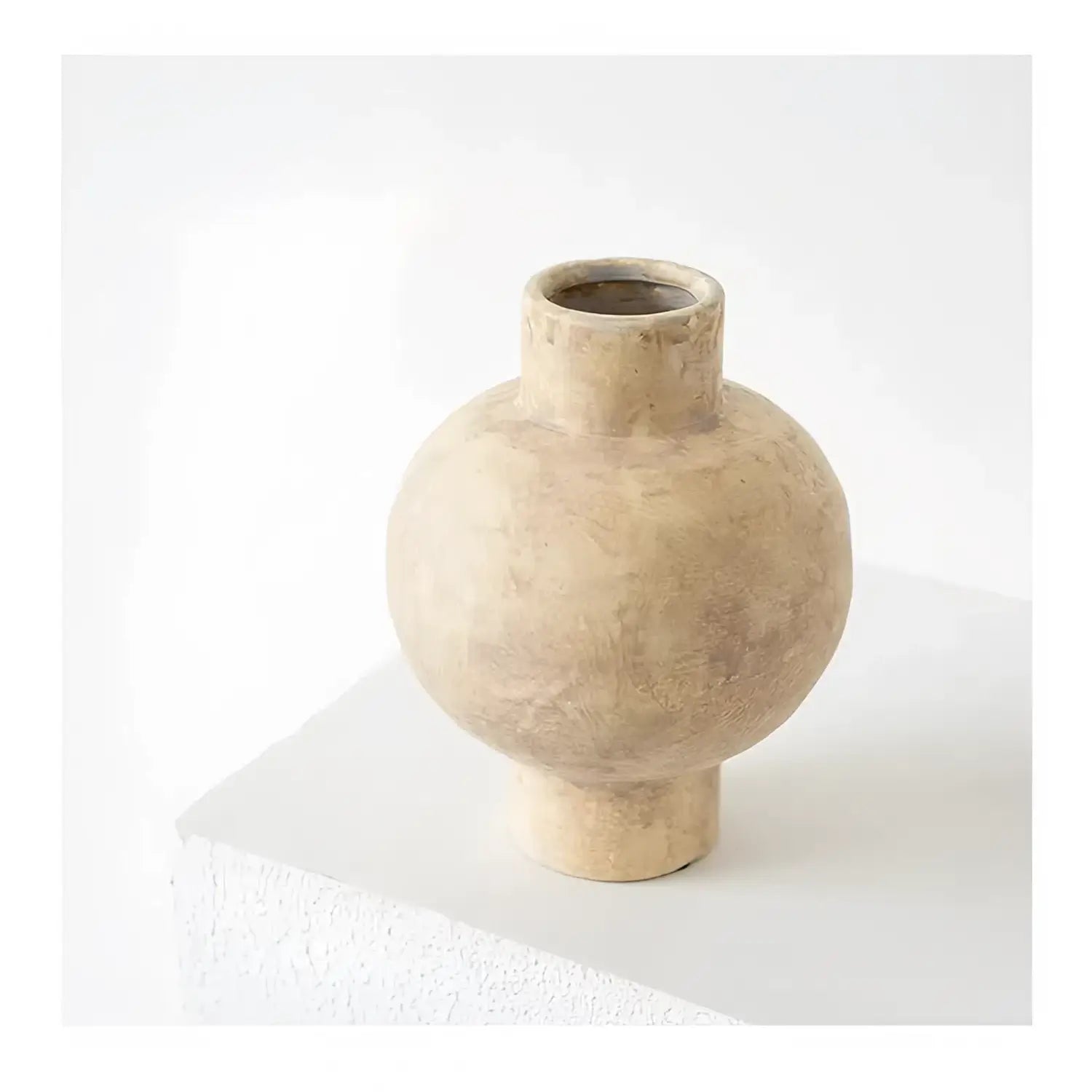 [7.7"] Minimalist Beige Ceramic Vase with Spherical Design