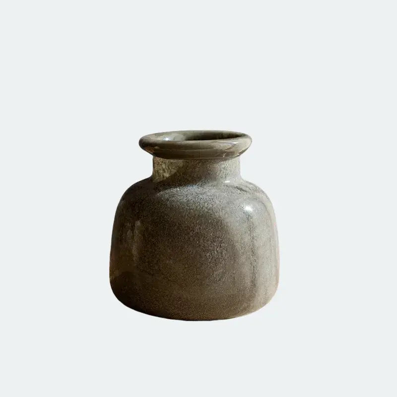 [9.1"] Moss Green Ceramic Vase with Wide Neck Design