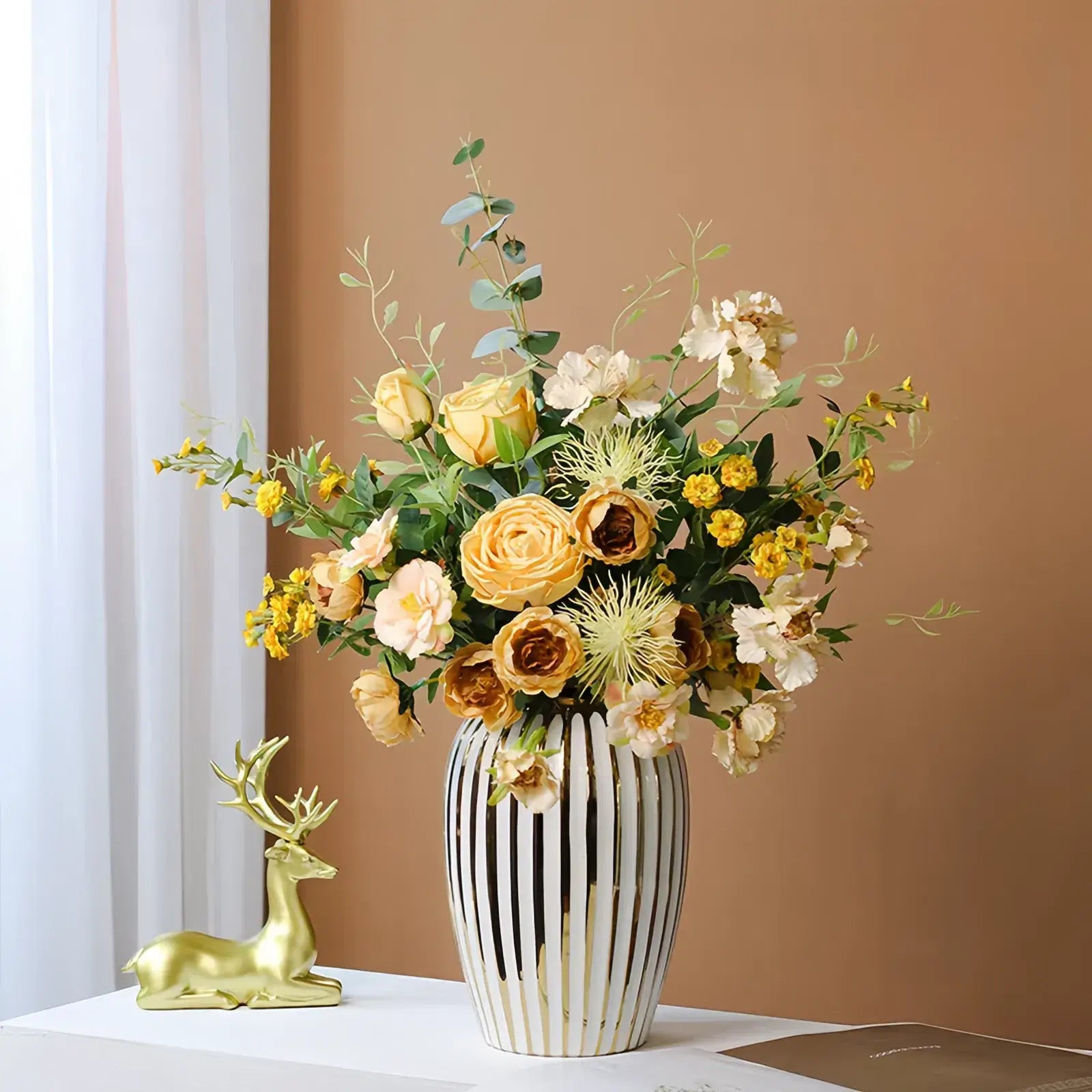 Opalfloral Artificial Seasonal Bouquet Collection - Warm Tones, Multiple Styles