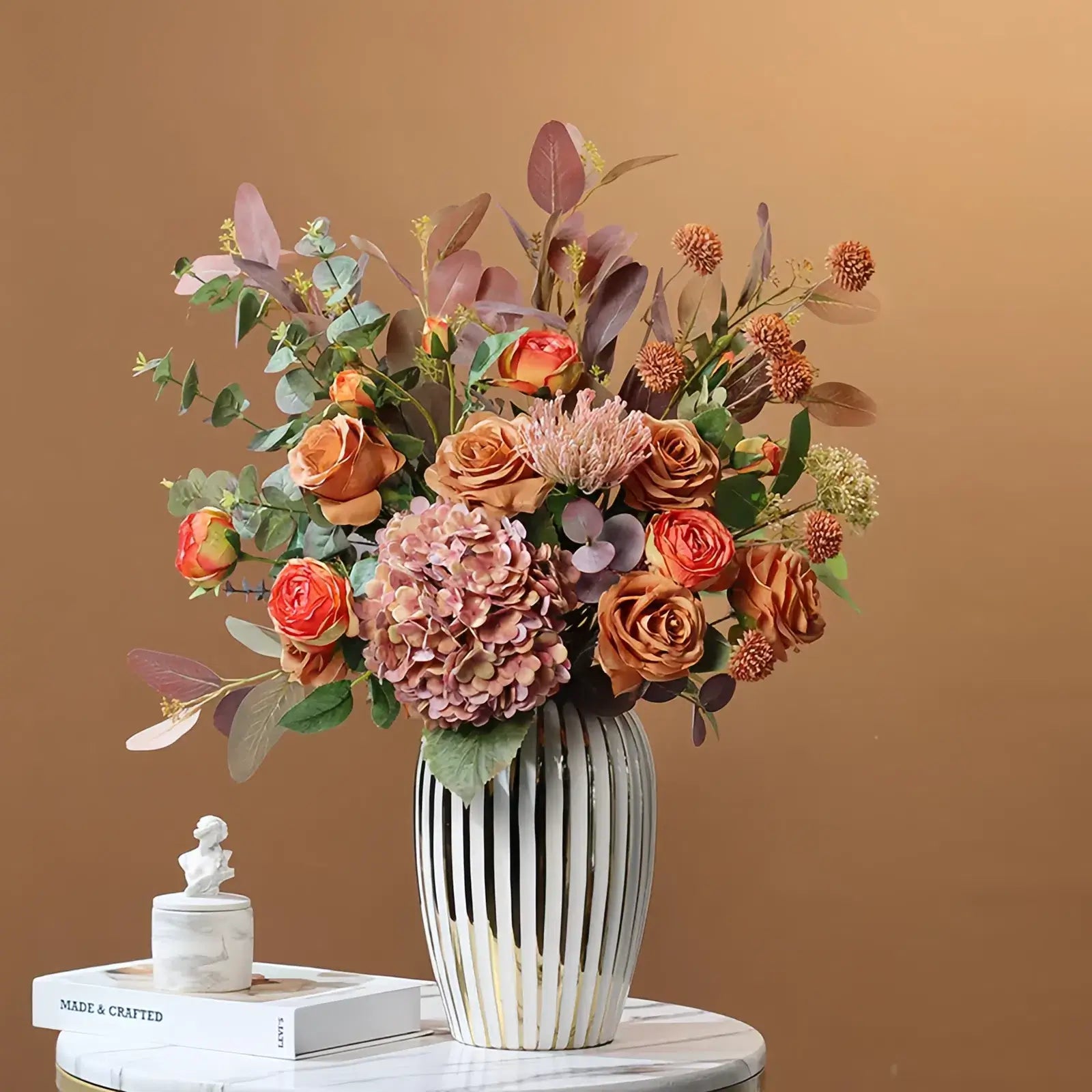 Opalfloral Artificial Seasonal Bouquet Collection - Warm Tones, Multiple Styles