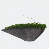 Opalfloral Artistic Faux Moss & Vine Arrangement in Fan-Shaped Ceramic Vessel