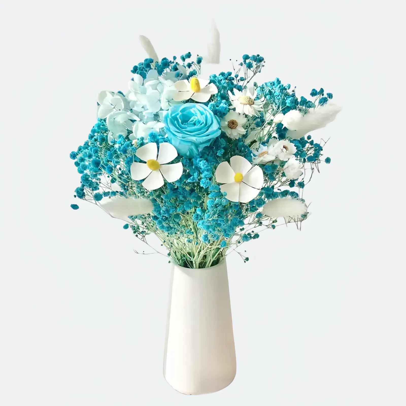 Opalfloral Blue Gypsophila and Hydrangea Dried Flower Bouquet