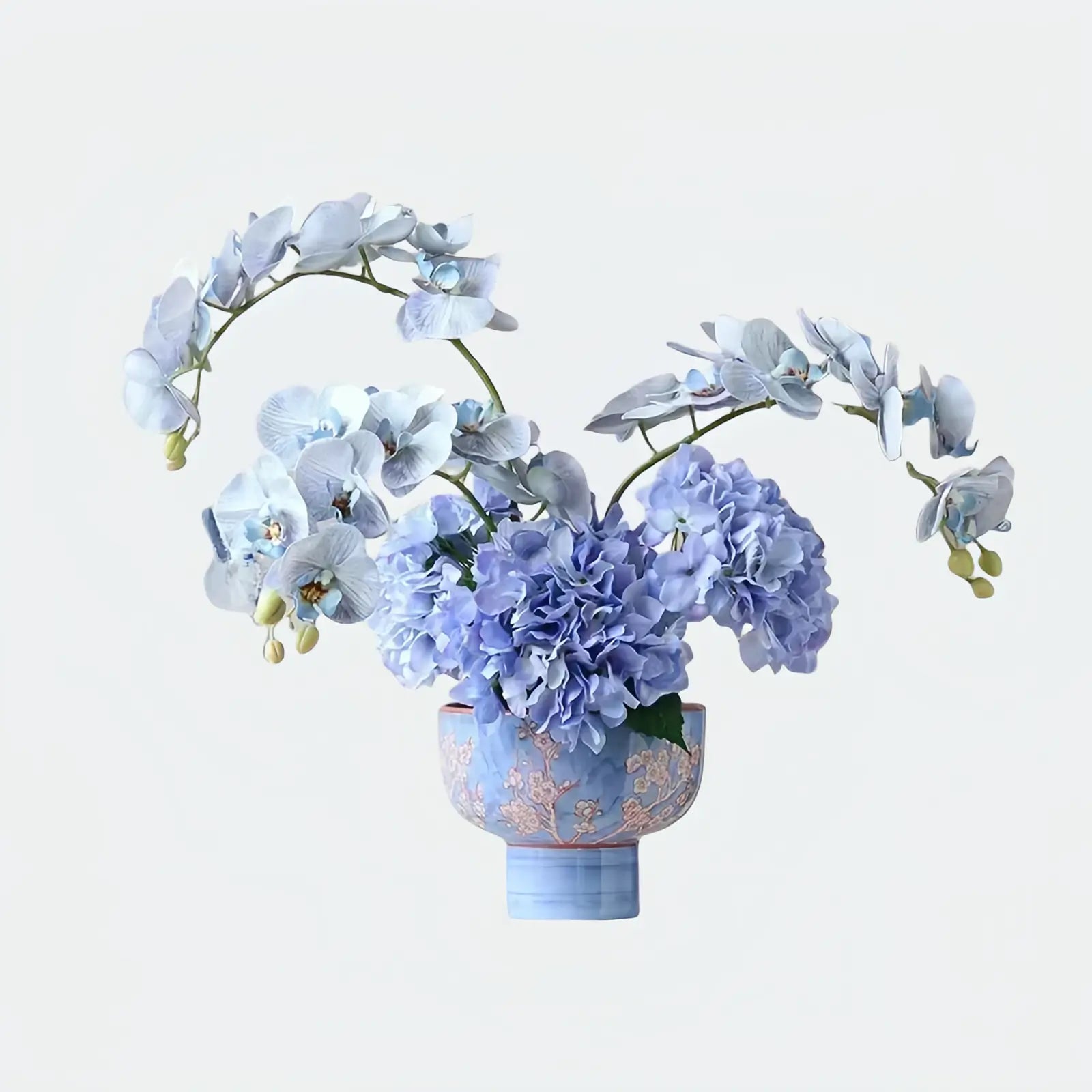 Opalfloral Blue Orchid and Hydrangea Artificial Flower Arrangement