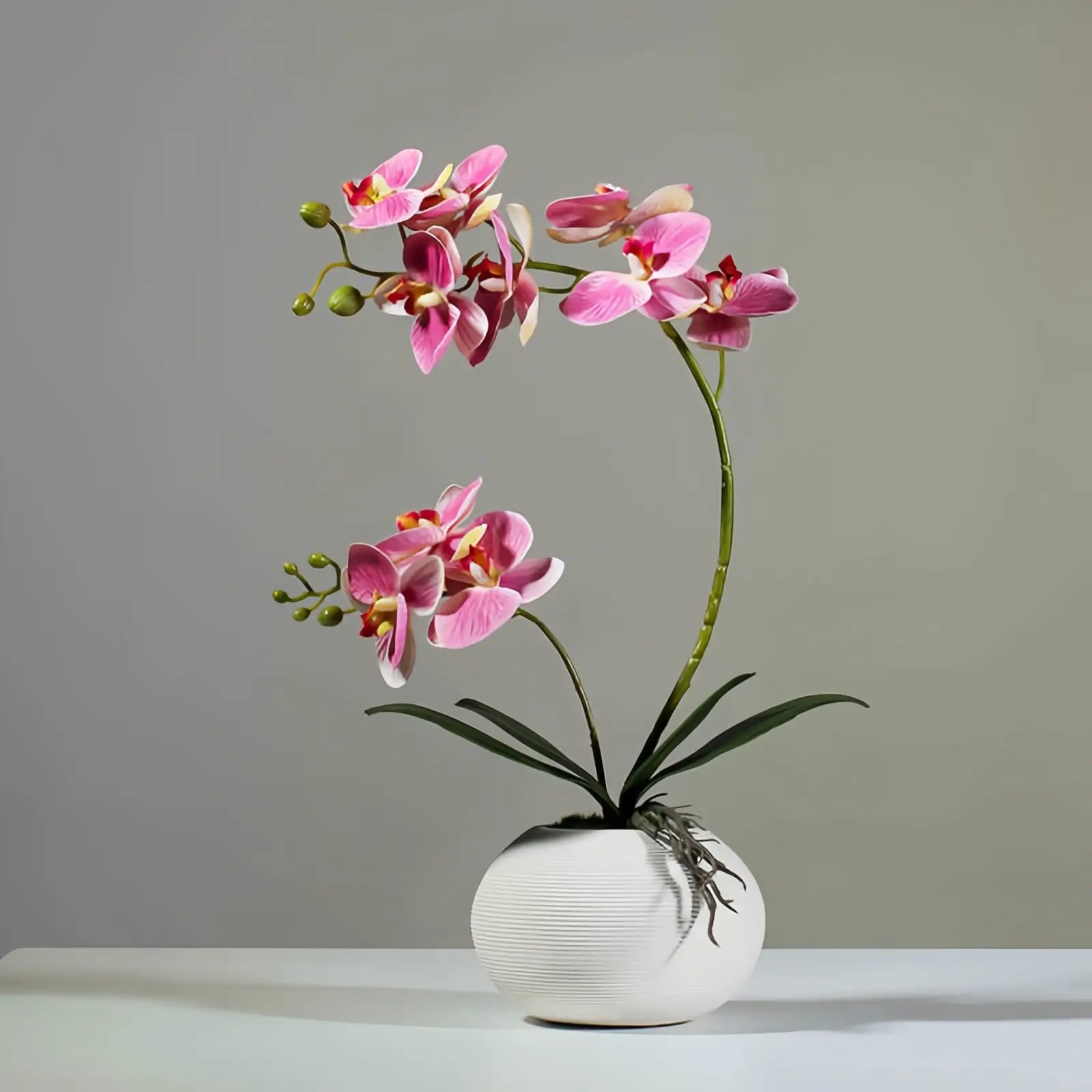 Opalfloral Elegant Faux Orchid Arrangement – Available in White, Pink, Yellow, and Red