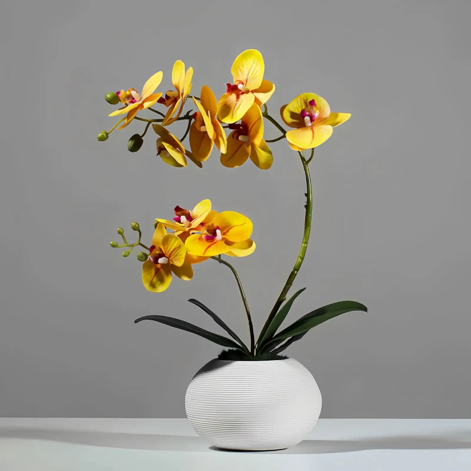 Opalfloral Elegant Faux Orchid Arrangement – Available in White, Pink, Yellow, and Red