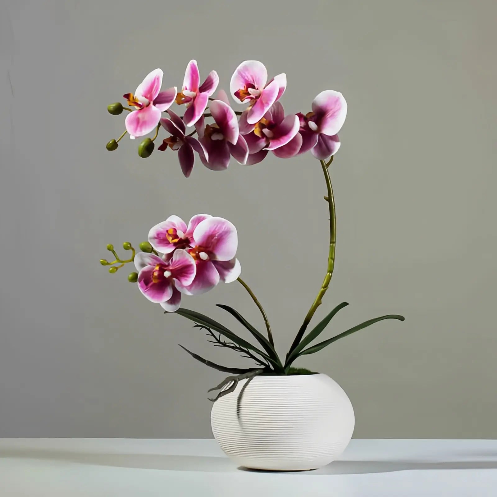 Opalfloral Elegant Faux Orchid Arrangement – Available in White, Pink, Yellow, and Red