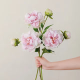 Opalfloral Lifelike White & Light Purple Peony Artificial Bouquet