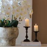 Opalfloral Luxurious Faux Orchid Arrangement in Stone-Textured Pot – White & Beige Models