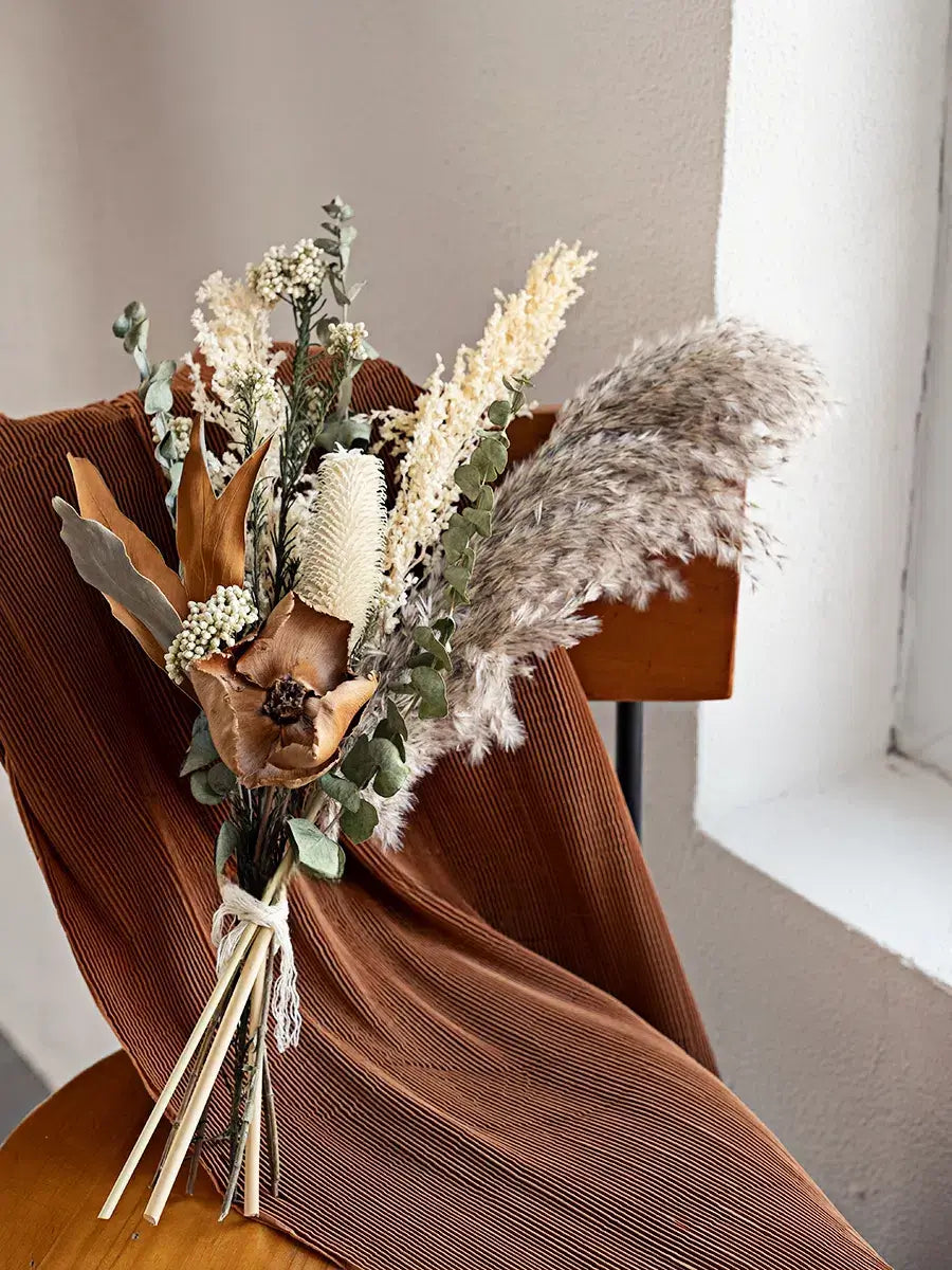 Opalfloral Pampas Grass and Eucalyptus Dried Flower Bouquet