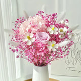 Opalfloral Pink Baby's Breath and Rose Dried Flower Bouquet