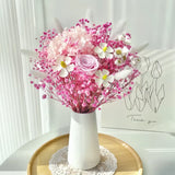 Opalfloral Pink Baby's Breath and Rose Dried Flower Bouquet