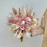 Opalfloral Pink Rose and Fern Dried Flower Bouquet - Large & Small Sizes