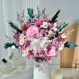 Opalfloral Pink Rose and Hydrangea Dried Flower Bouquet