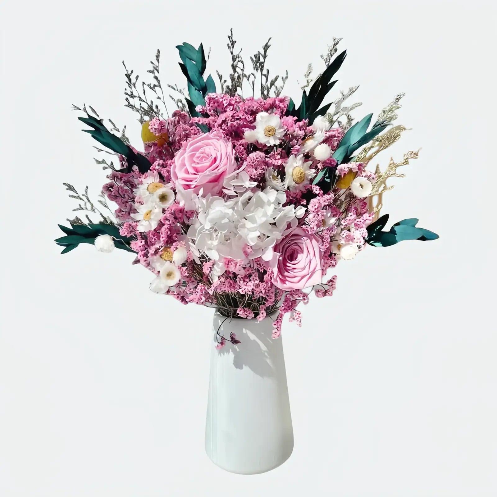 Opalfloral Pink Rose and Hydrangea Dried Flower Bouquet